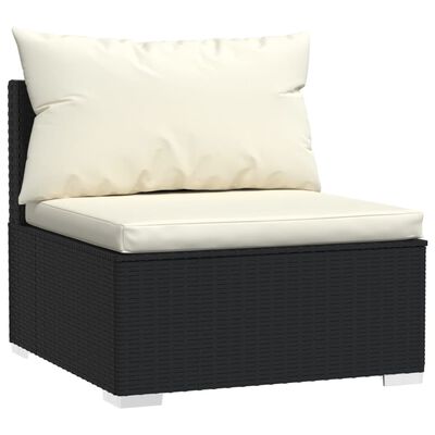 vidaXL 10-delige Loungeset met kussens poly rattan zwart