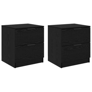 vidaXL Nachtkastje 2 pcs Zwart Eiken 45 x 39 x 50cm Bewerkt hout