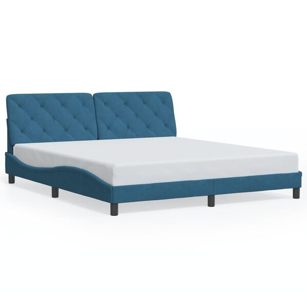 vidaXL Bedframe zonder matras fluweel blauw 180x200 cm