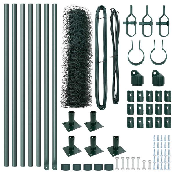 vidaXL Afrasteringspaal Groen 10 x 0,5 m (50 mm gaas) Staal en PVC
