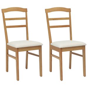 vidaXL Eetkamerstoel 2 pcs Natuurlijk en Licht Massief Rubberhout