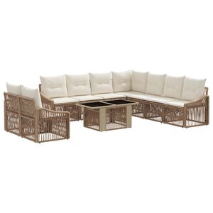 vidaXL Tuinbankenset 10 st Beige en Cr&egrave;me Wit poly rattan