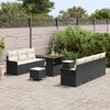 vidaXL Tuinbankenset met kussen 10 pcs Zwart poly rattan