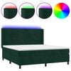 vidaXL Boxspring met matras en LED fluweel donkergroen 180x200 cm