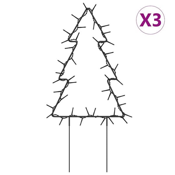 vidaXL Kerstverlichting kerstboom 3 st met grondpinnen 50 LED's 30 cm