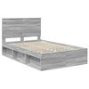 vidaXL Bedframe met lade Grijs Sonoma 120 x 190 cm Massief grenenhout