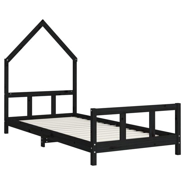 vidaXL Kinderbedframe 90x190 cm massief grenenhout zwart
