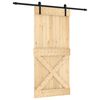 vidaXL Schuifdeur Naturel en Zwart 95 x 210 cm Massief Grenenhout