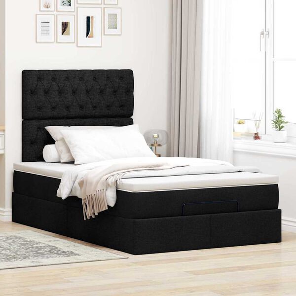 vidaXL Ottoman bed met matras en LED's 120x190 cm stof zwart
