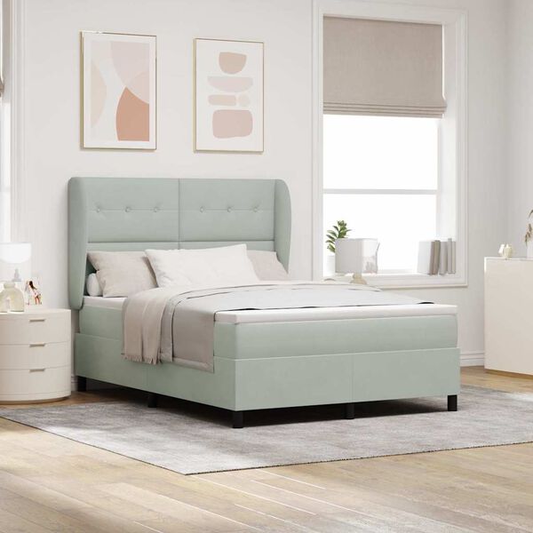 vidaXL Boxspringbed met matras Lichtgrijs 200 x 140 cm Polyester