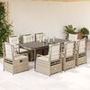 vidaXL 9-delige Tuinset met kussens poly rattan beige