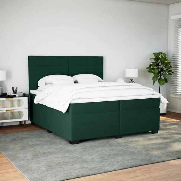vidaXL Boxspring met matras fluweel donkergroen 200x200 cm