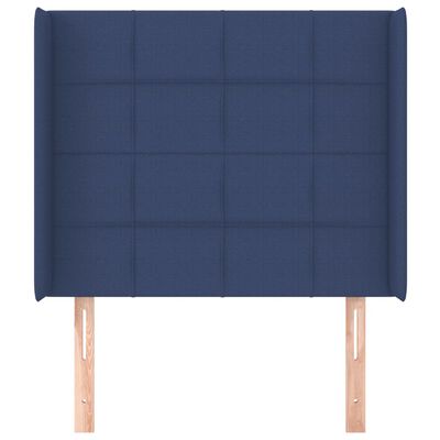 vidaXL Hoofdbord met randen 93x16x118/128 cm stof blauw