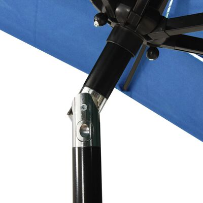 vidaXL Parasol 3-laags met aluminium paal 2x2 m azuurblauw