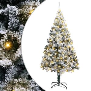 vidaXL Kunstkerstboom met 300 LED Wit 180 cm PVC en Staal en Kunststof