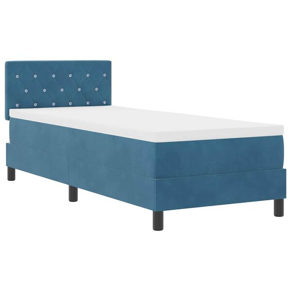 vidaXL LED Box Spring Bed met matras Donkerblauw 80 x 200 cm Fluweel