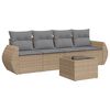 vidaXL 5-delige Loungeset met kussens poly rattan beige