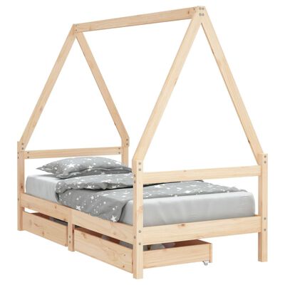 vidaXL Kinderbedframe met lades 80x160 cm massief grenenhout