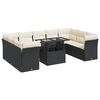 vidaXL 10-delige Loungeset met kussens poly rattan zwart