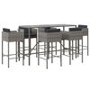 vidaXL 7-delige Tuinbarset met kussens poly rattan grijs