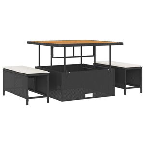 vidaXL Tuin eettafelset Zwart poly rattan