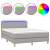 vidaXL Boxspring met matras en LED stof lichtgrijs 140x190 cm