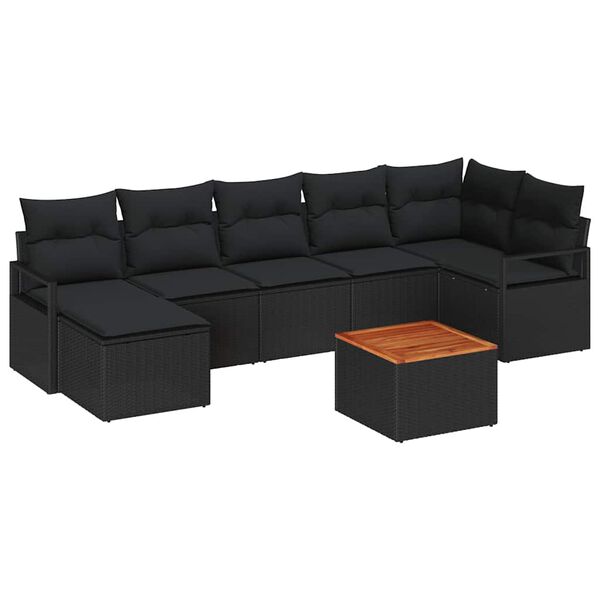 vidaXL Tuin Sofa Set met kussen 8 pcs Zwart Poly riet