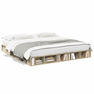 vidaXL Bedframe bewerkt hout sonoma eikenkleurig 200x200 cm