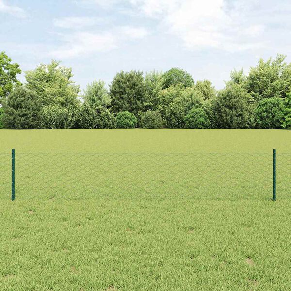 vidaXL Hek met Paal Groen 0,4 x 50 m Staal en PVC