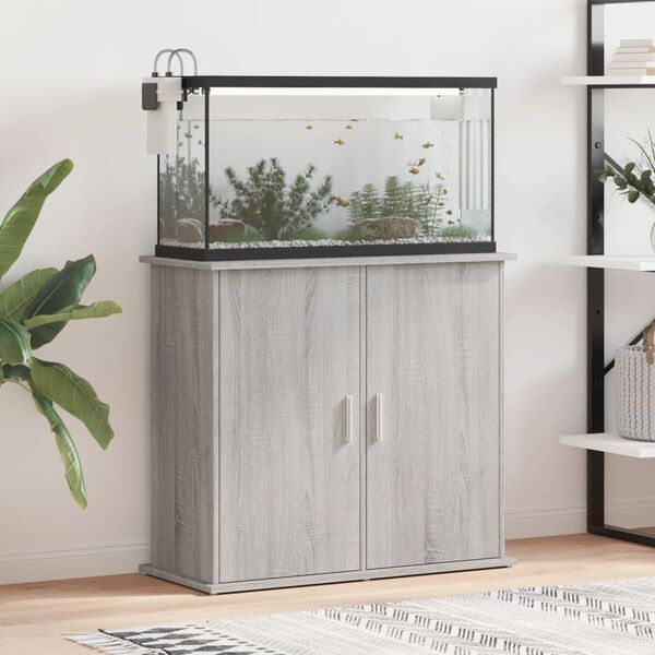 vidaXL Aquariumstandaard 81x36x73 cm bewerkt hout grijs sonoma eiken