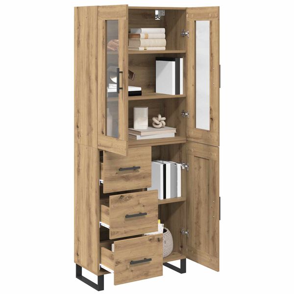vidaXL Hoge kast met lade 2 pcs Artisan Eiken Bewerkt hout