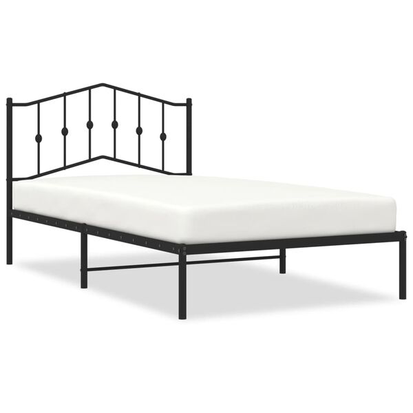vidaXL Bedframe met hoofdbord metaal zwart 107x203 cm