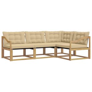 vidaXL Buiten bankenset met kussen 4 pcs Wit en Beige