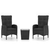 vidaXL 3-delige Bistroset poly rattan en glas zwart