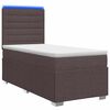 vidaXL LED Boxspring Bed met Matras Donkerbruin 90 x 200 cm Stof
