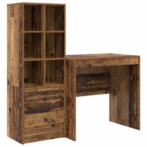 vidaXL Bureau met lade met plank met opslag 2 pcs Oudhout