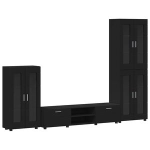 vidaXL Tv-meubelset met lade met plank FLORIN 3 pcs Zwart Bewerkt hout