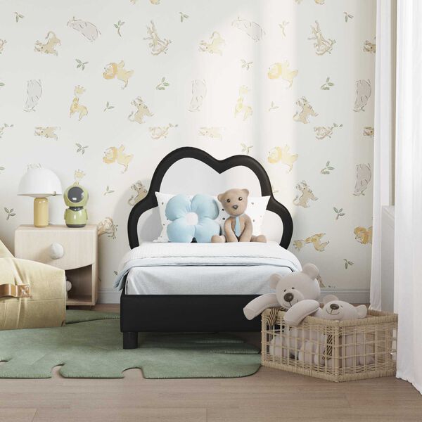 vidaXL Peuterbedframe met hoofdbord Zwart 70 x 140 cm PU