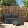 vidaXL 3-delige Loungeset met kussens poly rattan grijs