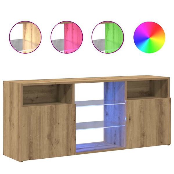 vidaXL Tv-meubel met LED 120x30x50 cm bewerkt hout artisanaal eiken