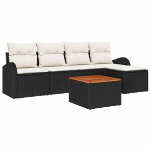 vidaXL Tuinbankenset met kussen 6 pcs Zwart poly rattan