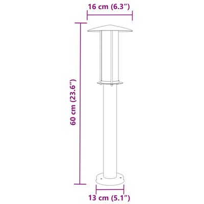 vidaXL Vloerlamp voor buiten 3 st 60 cm roestvrij staal zilverkleurig