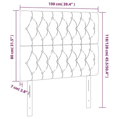 vidaXL Hoofdbord LED 100x7x118/128 cm stof donkergrijs