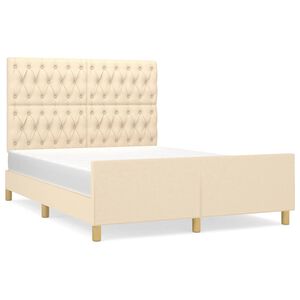vidaXL Bedframe zonder matras stof cr&egrave;mekleurig 140x190 cm