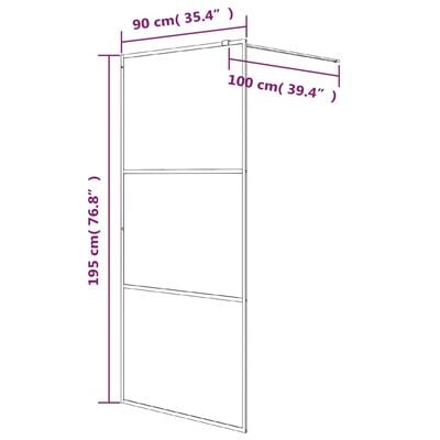 vidaXL Inloopdouchewand 90x195 cm transparant ESG-glas zwart