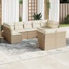 vidaXL 9-delige Loungeset met kussens poly rattan beige