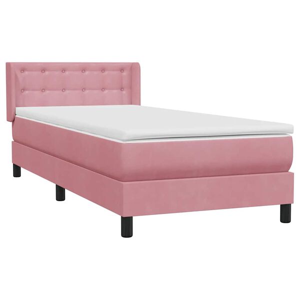 vidaXL Boxspring met matras fluweel roze 80x210 cm