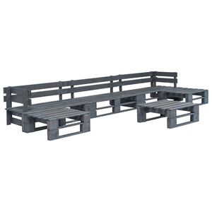 vidaXL 6-delige Loungeset pallet hout grijs