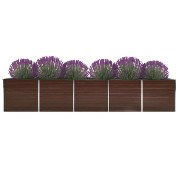vidaXL Plantenbak verhoogd 400x80x45 cm gegalvaniseerd staal bruin