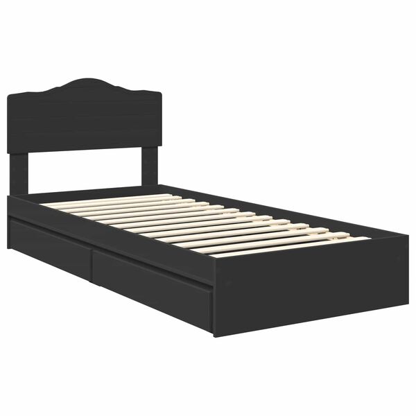 vidaXL Opslag bed met hoofdeinde Zwart 70 x 190 cm Bewerkt hout